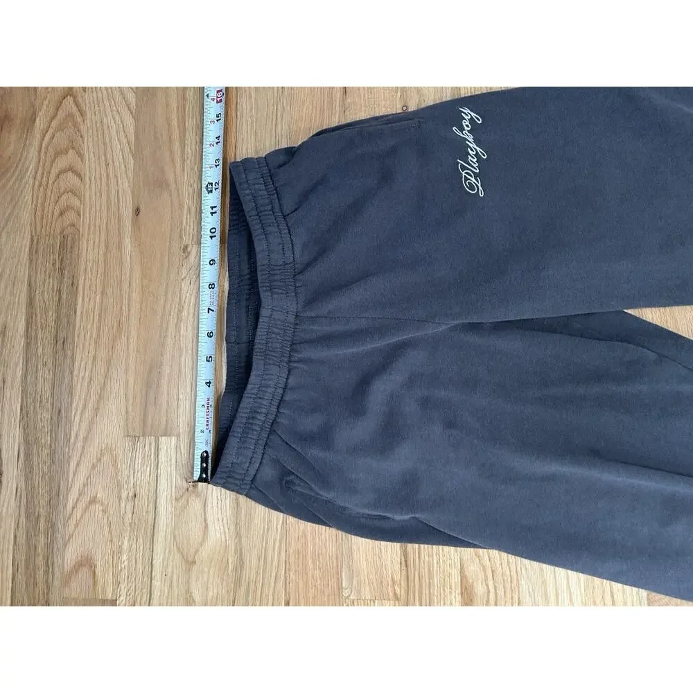 Playboy By Pacsun Black Script Fleece‎ Lined Jogger Sweatpants Womens XS